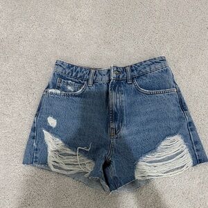 Zara Blue Distressed Jean Shorts